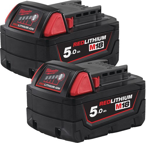 Milwaukee m18 b52 m18 accu pack, 2 x 5,0ah, gratis m12 b2 - 4932451242