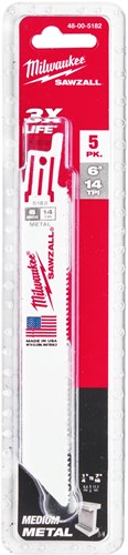 Milwaukee accessoires milwaukee reciprozaagbladen | thin kerf | metaal | 150mm x 14 tpi | 5 stuks - 48475182