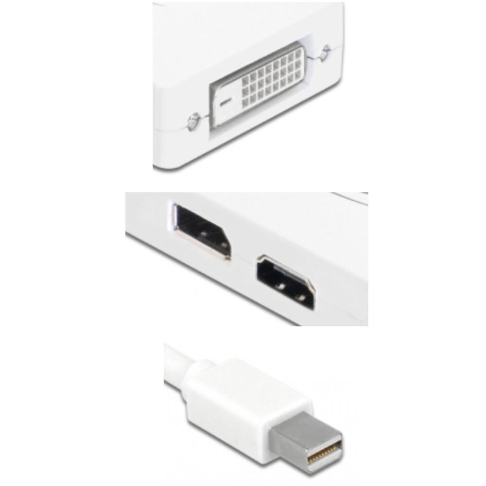Delock mini displayport naar displayport hdmi dvi adapter (wit)