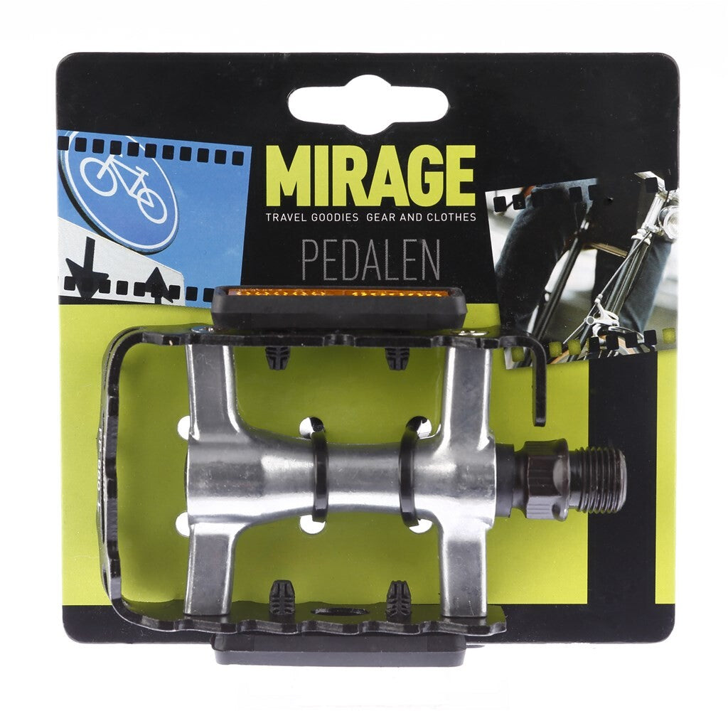 Mirage atb pédale alu noir argent + carte réflecteur