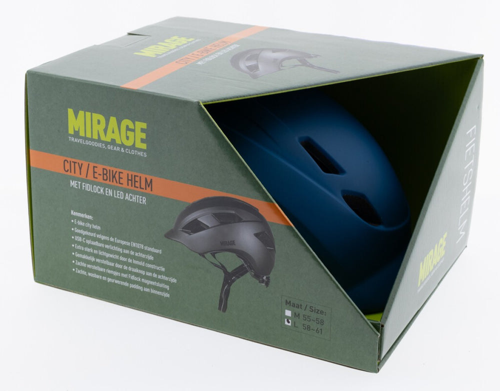 Buzaglo mirage urban helm e-bike led 55-58cm mat blauw