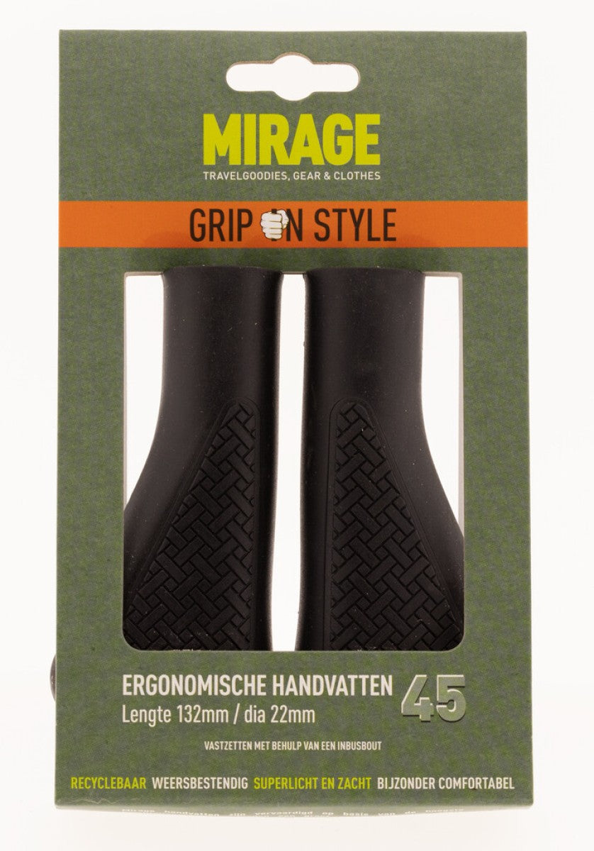 Paire de poignées Mirage Grips dans le style #45 - 132 132 mm avec écrou - noir