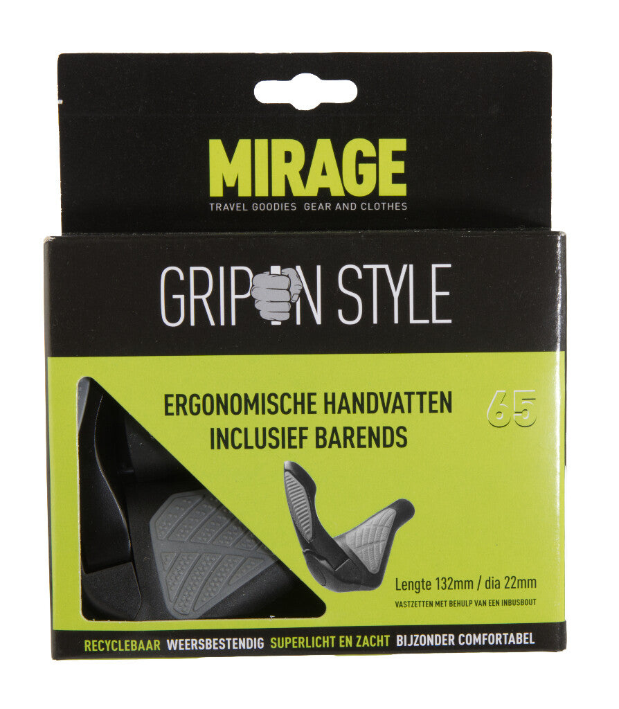 Paire de poignées Mirage Grips style #65 - L = 134 134 mm avec barends - noir