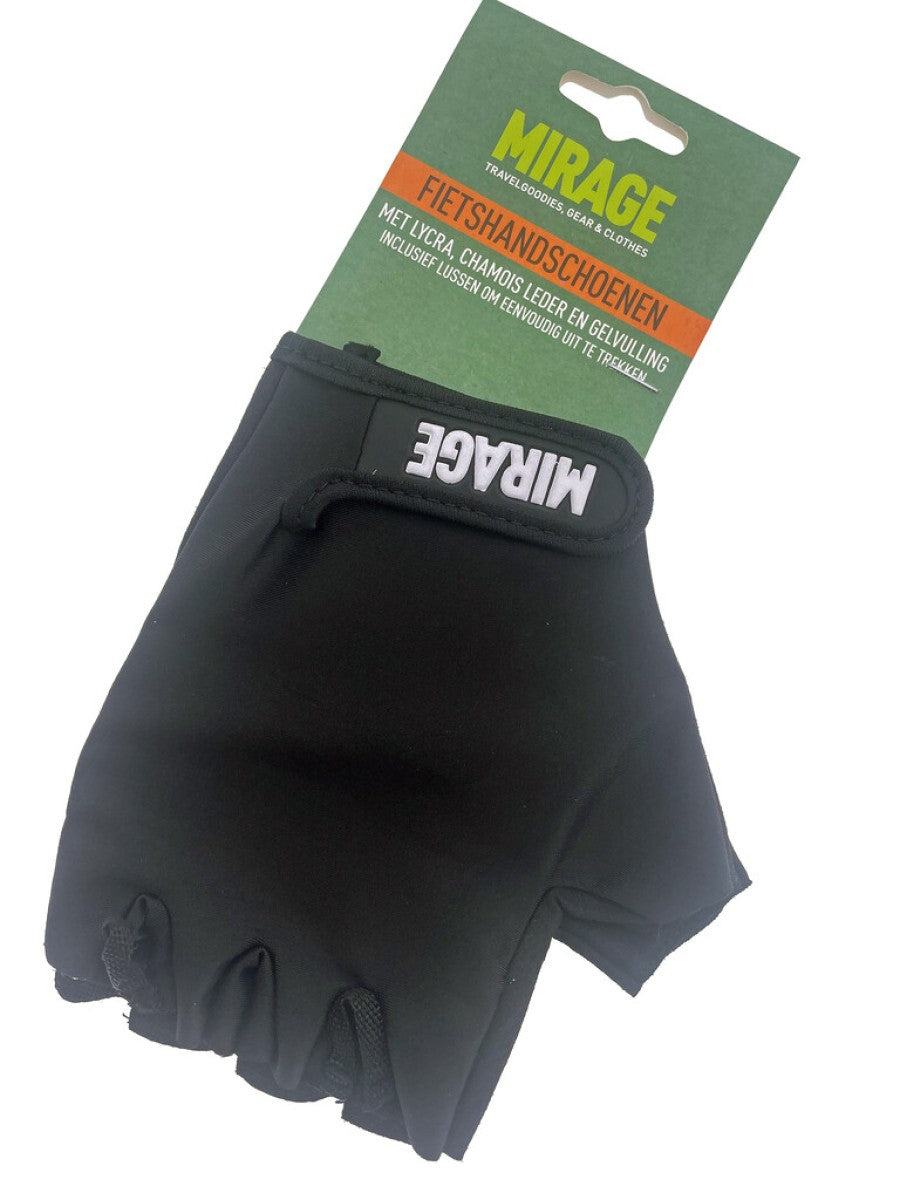 Mirage Lycra handschoen maat s gel zwart korte vinger op kaart
