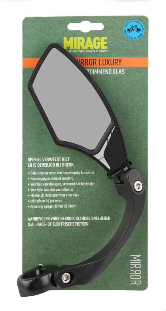 Rétroviseur gauche Mirage avec verre légèrement obscurcissant - multi-réglable pour speed pedelec (sur carte)