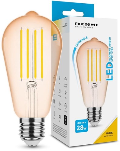 Enzo modee led st64 e27 4-28w 1800k filament amber dimbaar - led7470
