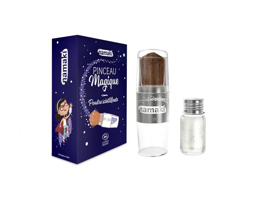 Namaki kinder glitterpoeder kwast - zilver
