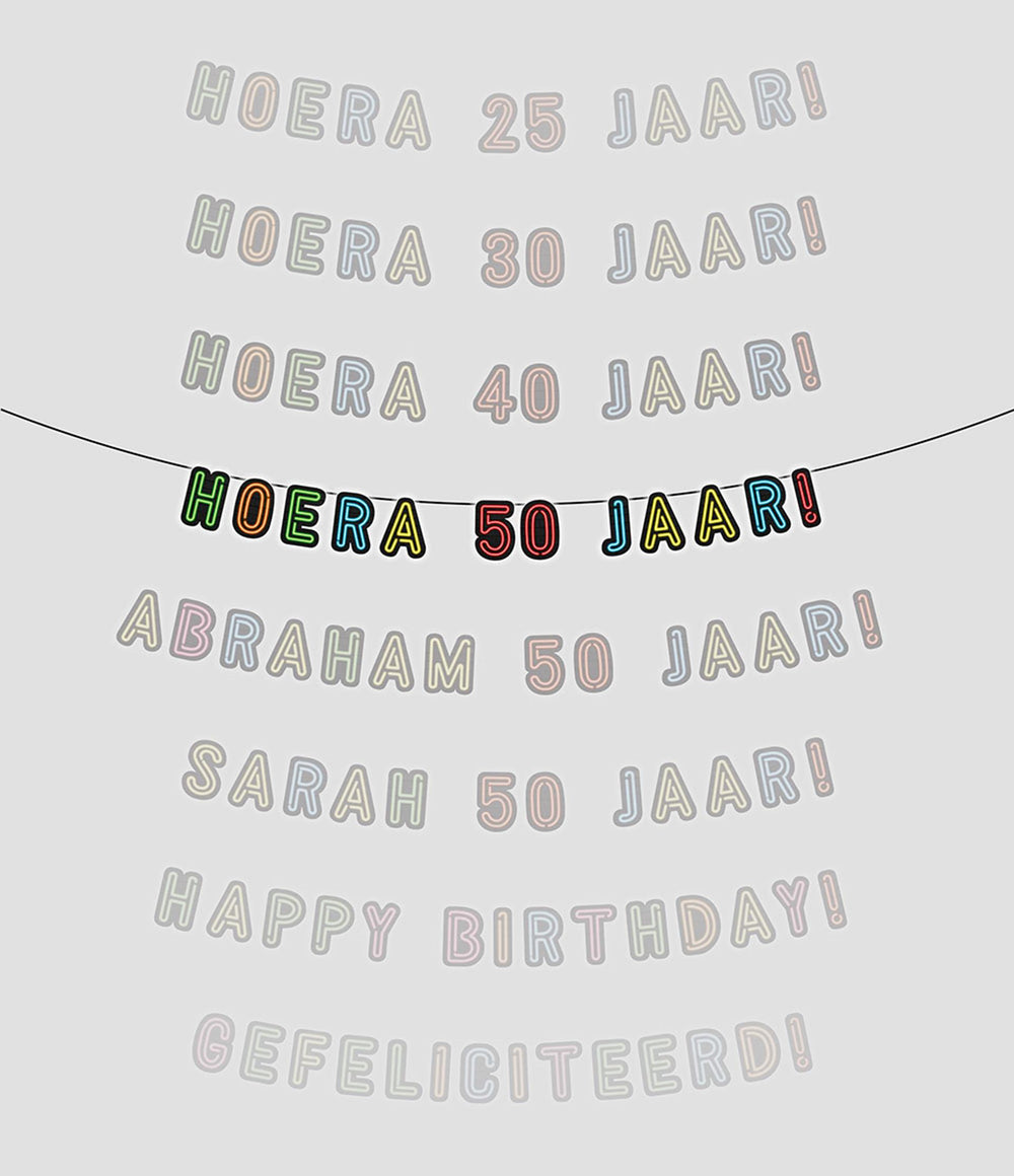 Paperdreams neon slinger 5m - hoera 50 jaar!