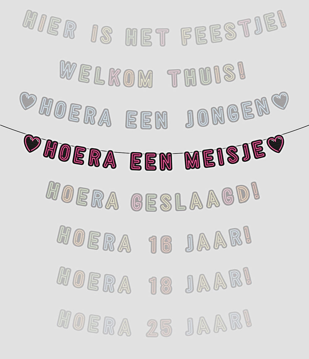 Paperdreams neon slinger 5m - hoera een meisje!