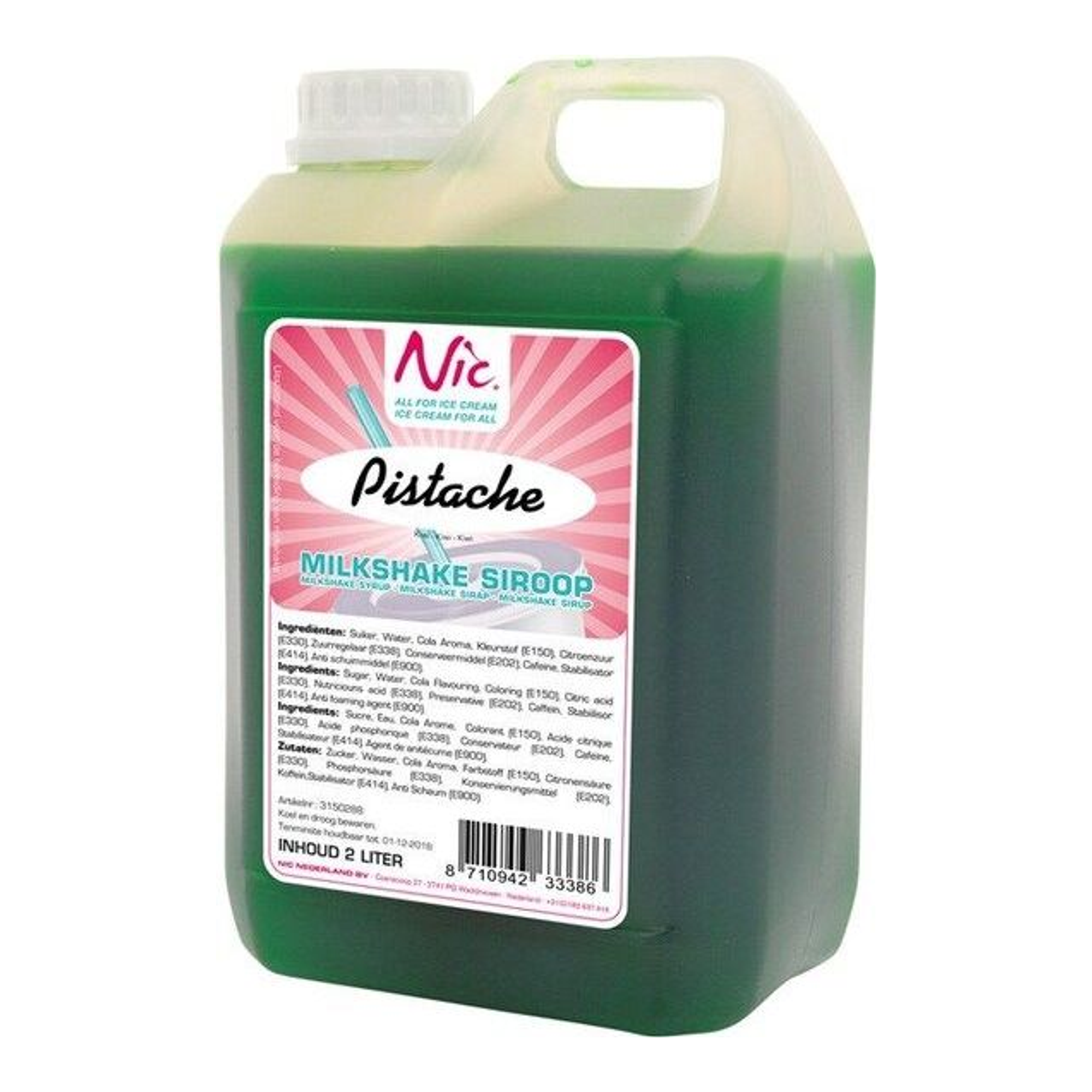 Nic milkshakesiroop pistache (2 liter)