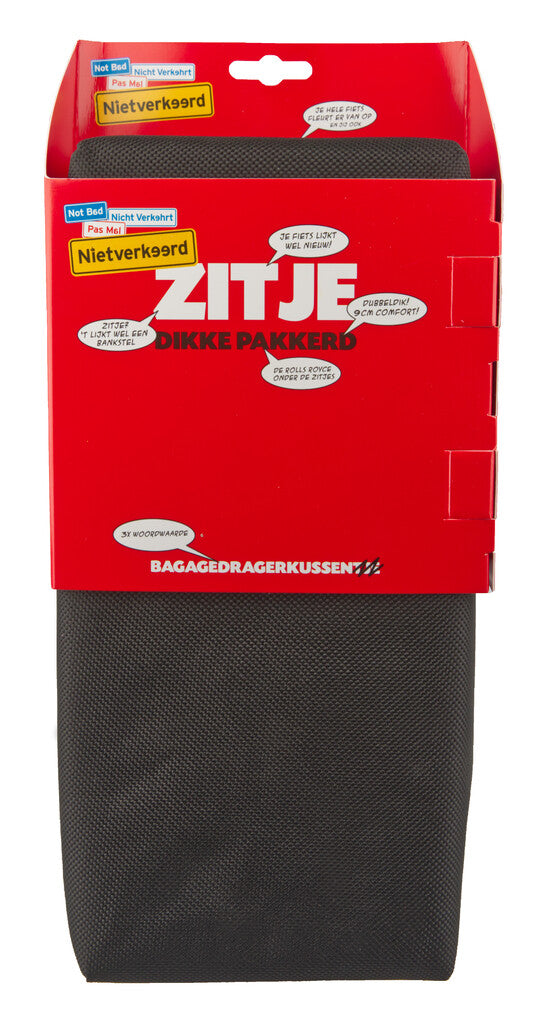 Gerecycled kussen zitje achterdrager zwart-grijs