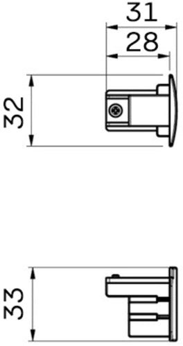 Nordic eindkap tbv. rail wit 3-fasen 5050300