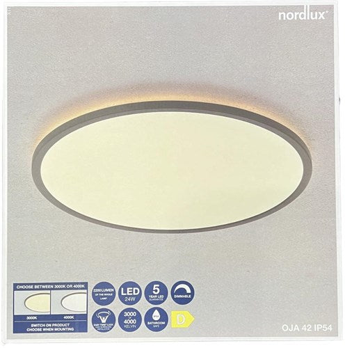Enzo nordlux led plafonniere oja 42 wit 24w 3000k 4000k 42cm - 4802329