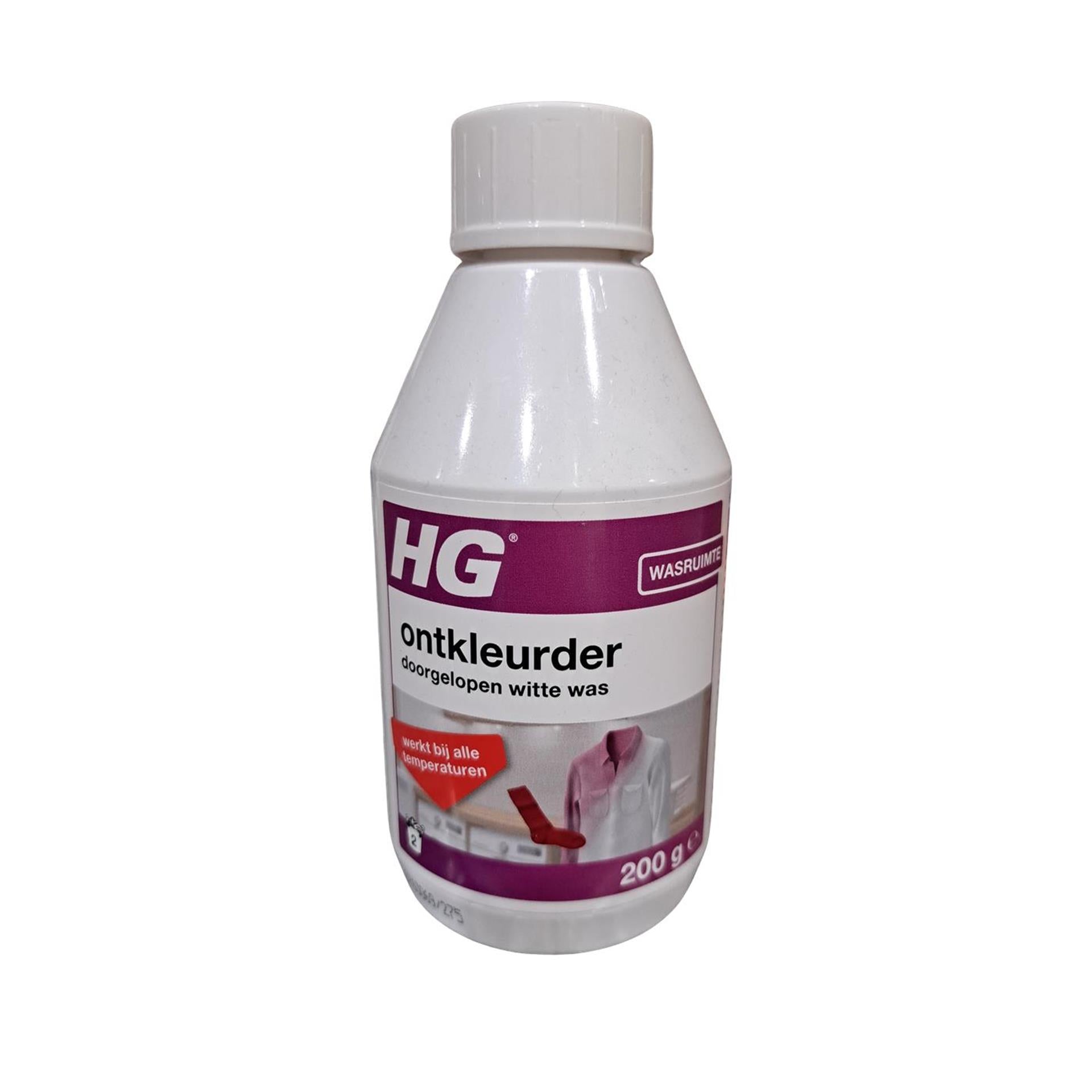 Hg ontkleurder doorgelopen witte was