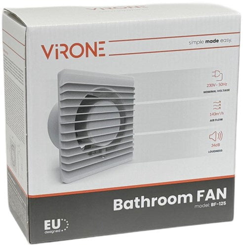Enzo orno badkamer - toilet ventilator wit 125mm + timer en sensor - 8611070