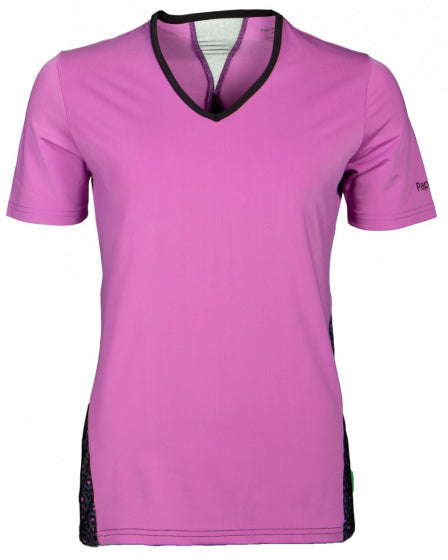 sportshirt dames polyester elastaan roze zwart mt L