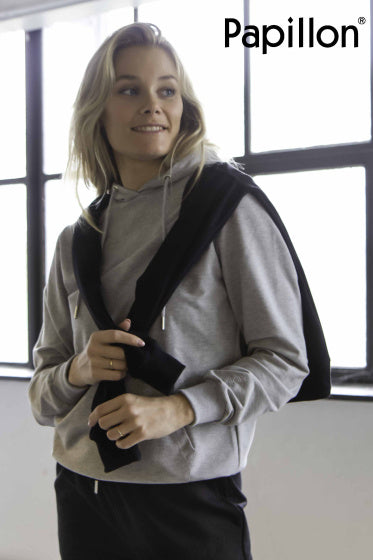 Papillon Sweat Hoody Katoen Dames Grijs Maat XL