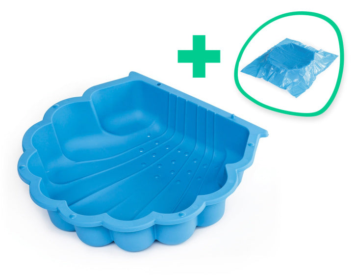 zandbak Schelp 87 x 78 x 18 cm blauw met schoffels