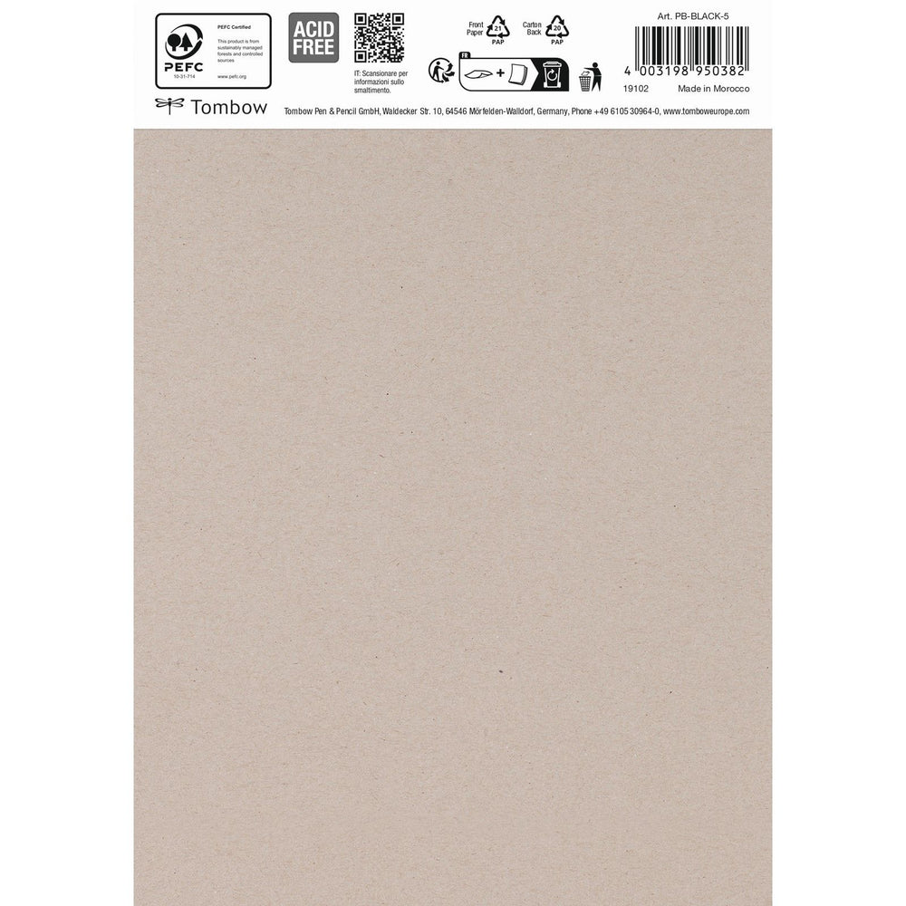 Tombow • black paper din a5 (14,8 x 21 cm), 15 sheets, 250 g m² (120 lbs), black