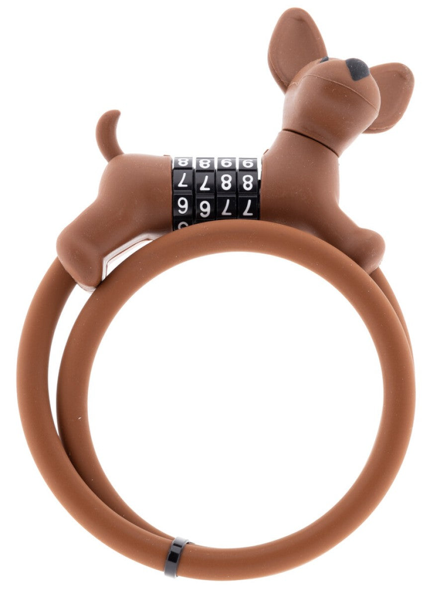 Pexkids cijfer kabelslot bruin flappie de waakhond silicone