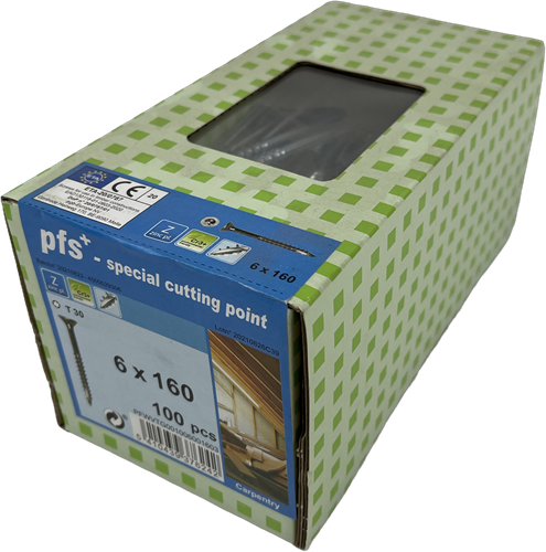 Pgb-europe pfs+ | spaanplaatschroef pfs+ vzk-t ø 6x160 zn | 100 st - pfwvtg001006001603