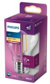 Philips led gls e27 1,5-15w 2700k filament helder blister - 5102491
