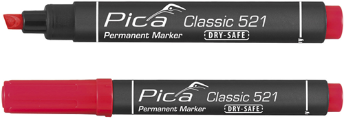Pica 521 40 permanent marker | 2-6mm | beitel | rood | 10 stuks - pi52140