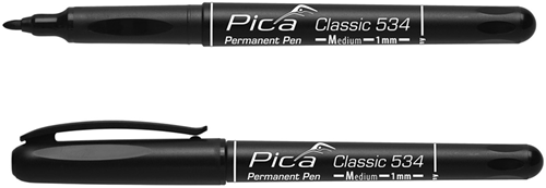 Pica 533 46 permanent pen | 0,7mm | rond | zwart | 10 stuks - pi53346