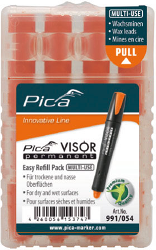 Pica 991 054 visor permanent marker navulling - fluo oranje - 4 stuks