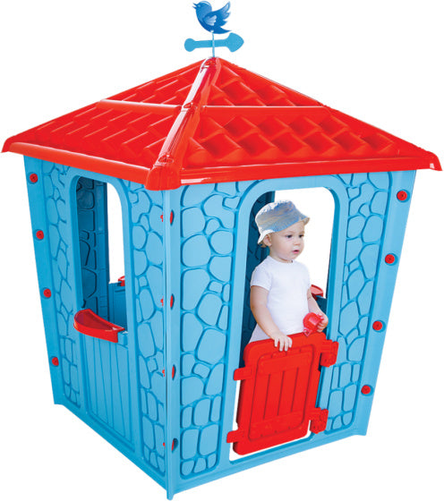 Stone Speelhuisje 114 x 114 x 151 cm Blauw Rood