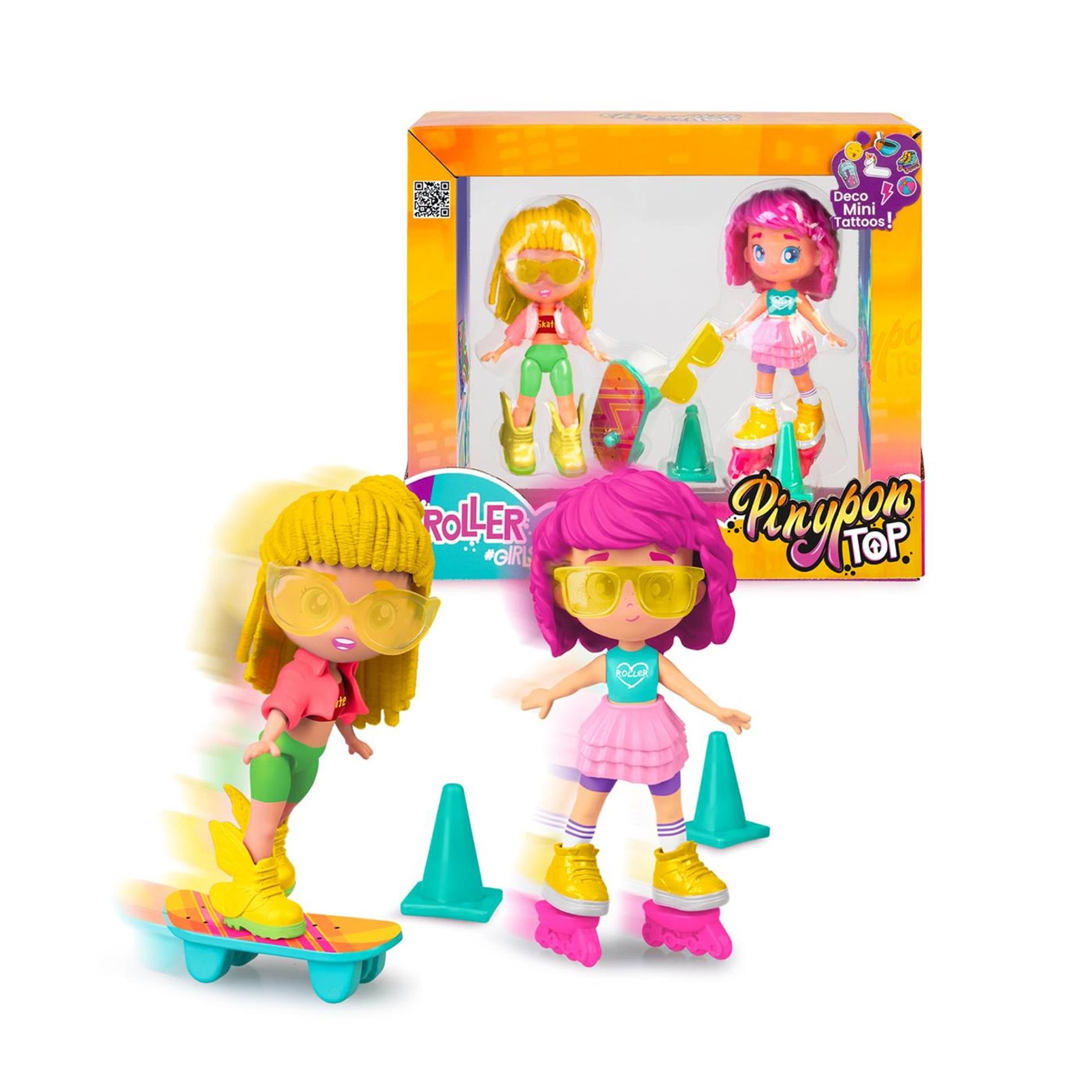 Pinypon top roller girls 11cm met deco mini tattoos