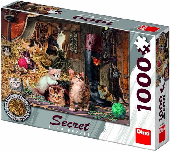 Dinotoys dino puzzel - kittens met verborgen geheimen - 1000 stukjes