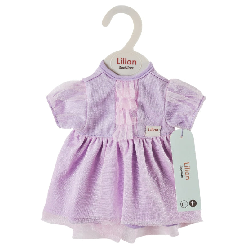 Skrallan poppenkleding feestjurk paars (36-40cm)