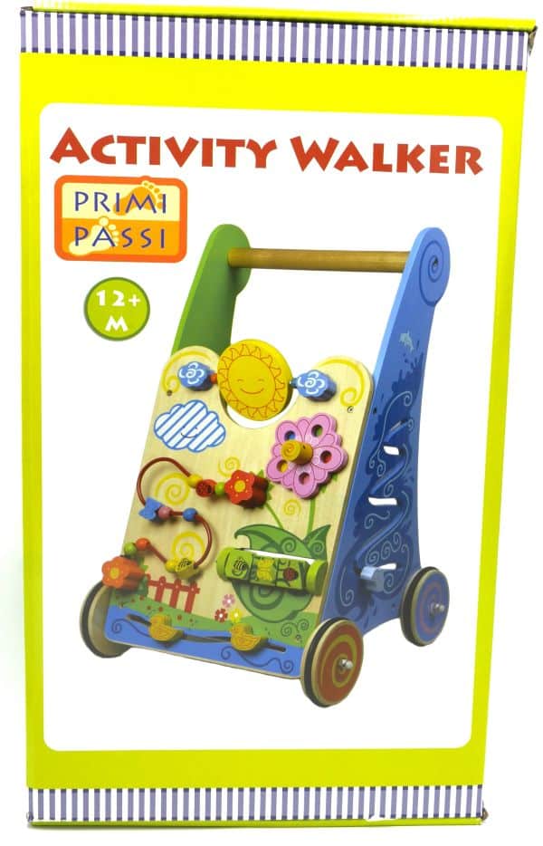 Jonotoys primi passi - houten loopwagen met activiteiten