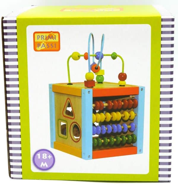 Jonotoys primi passi - houten activiteiten kubus met spiraal 5 in 1