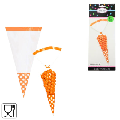 Ty par puntzak met sluiting transparant oranje 24,7 cm set van 10 | 48 stuks