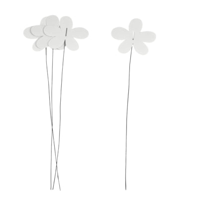 Decoratie steker bloem wit 38 cm set van 4 | 24 stuks