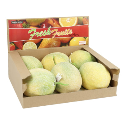 Decoratie fruit meloen geel groen 15 cm | 6 stuks