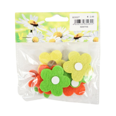 Decoratie bloemen voorjaar vilt 4 cm 9 stuks | 50 stuks