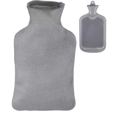 Relaxdays warmwater kruik met hoes grijs 2 l | 6 stuks