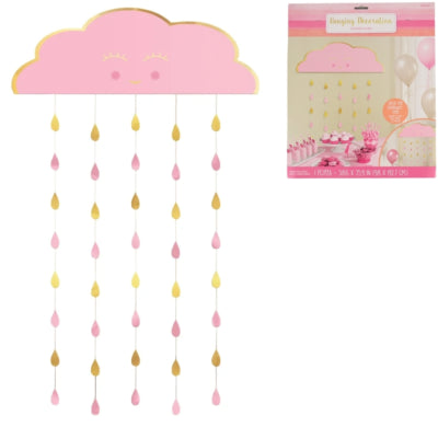 Amscan deurgordijn babyshower roze goudkleurig 193 cm | 12 stuks