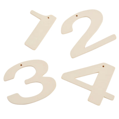 Decoratie letters 1,2,3,4 crème 6 cm | 24 stuks