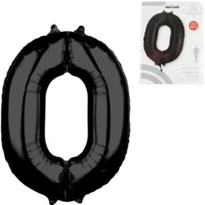Amscan folie ballon cijfer 0 zwart 66 cm | 40 stuks