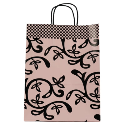 Papieren tas roze en zwart 31 cm set van 250