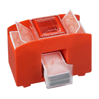 Relaxdays kaartenschudmachine op batterij rood 4 decks | 6 stuks