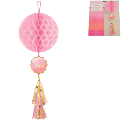 Amscan honeycomb oh baby! roze 75 cm | 12 stuks
