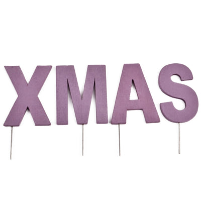 Abi decoratie kerst letterstekers xmas paars 8 cm | 24 stuks