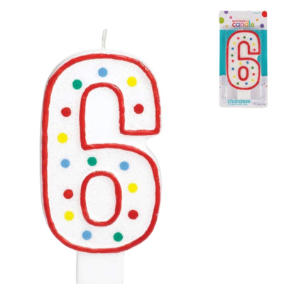 Amscan taartkaars cijfer 6 wit 13 cm | 24 stuks