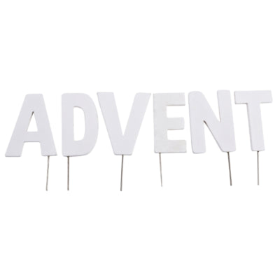 Abi decoratie kerst letterstekers advent wit 8 cm | 24 stuks