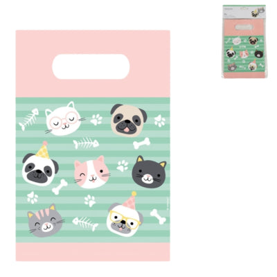 Amscan hello pets geschenktas hond kat 23.5 cm set van 8 | 20 stuks